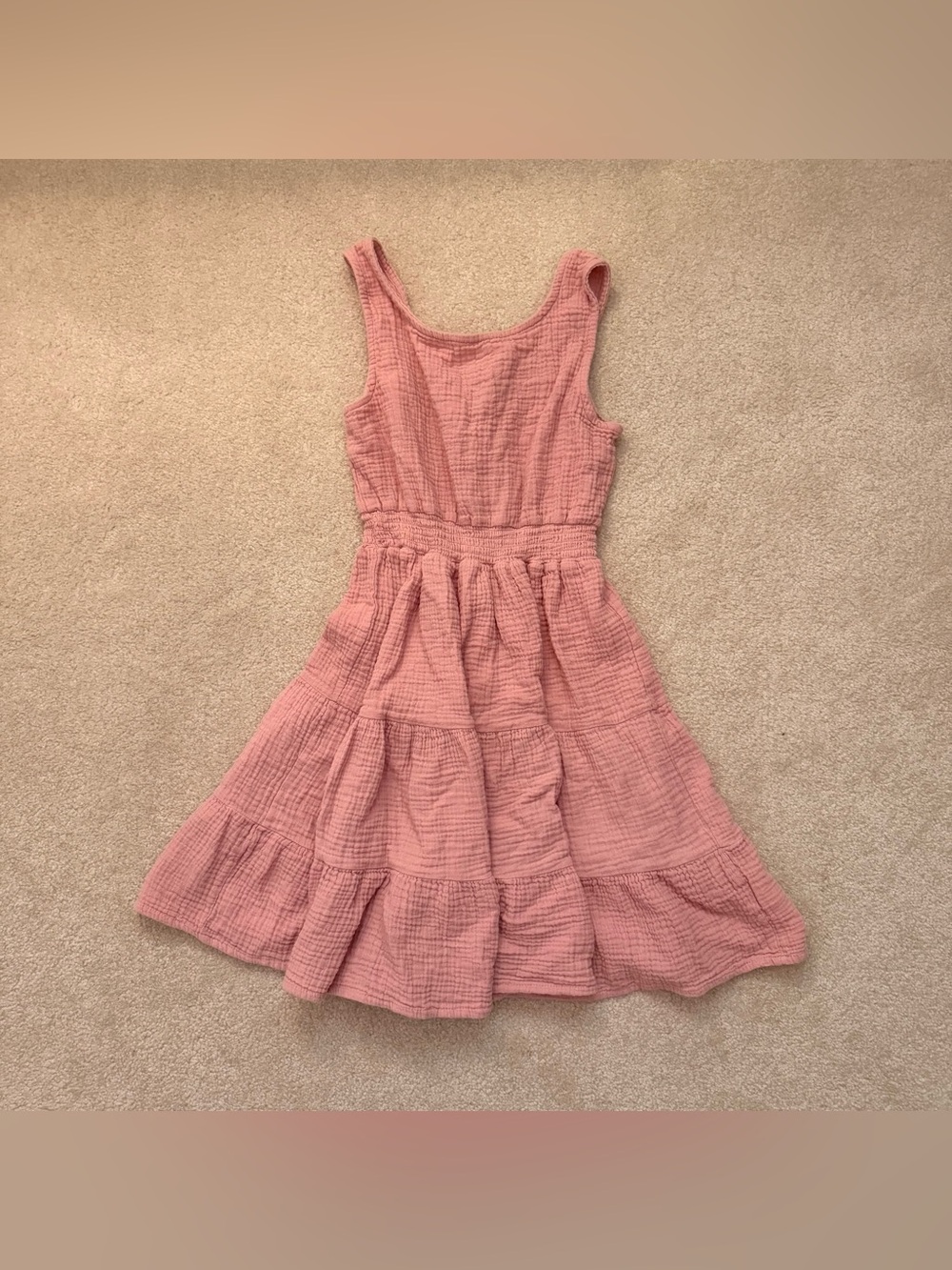 Bearpaw Girls Pink Tiered Cotton Sundress size 10/12